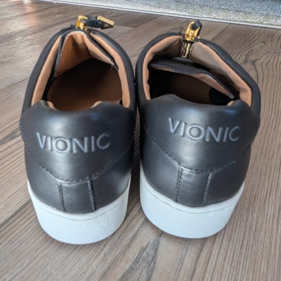 Vionic Womens Splendid Ellis Leather Orthopedic Zip Platform Sneakers Black 7.5 - Picture 3 of 11